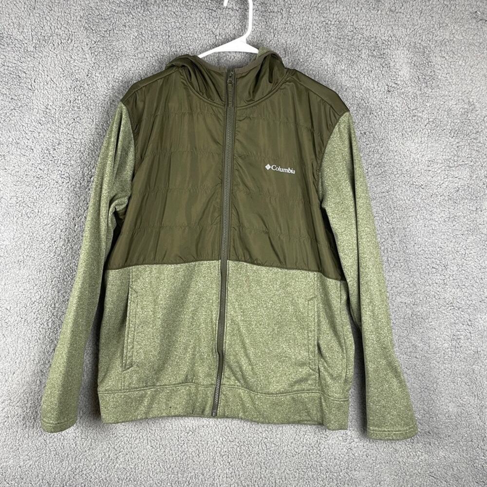 Columbia Men's Large Olive Green Polyester Full-Zip Long Sleeve Jacket  *Flaw